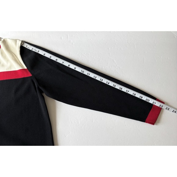 DRAPERS & DAMONS Women's Size Medium- Black Red Ivory-Full Zip Top - Picture 8 of 8